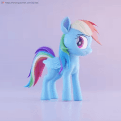 Size: 512x512 | Tagged: safe, artist:therealdjthed, rainbow dash (mlp), equine, fictional species, mammal, pegasus, pony, feral, friendship is magic, hasbro, my little pony, 2019, 3d, 3d animation, animated, digital art, female, no sound, solo, solo female, webm