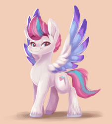 Size: 1024x1133 | Tagged: safe, artist:theicecolo, zipp storm (mlp), equine, fictional species, mammal, pegasus, pony, feral, hasbro, my little pony, my little pony g5, spoiler:my little pony g5, 2021, colored wingtips, feathered wings, feathers, female, mare, smiling, solo, solo female, tail, wings