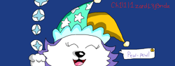 Size: 2206x830 | Tagged: safe, artist:ch1l1l1zardl3g3ndz, everest (paw patrol), canine, dog, husky, mammal, ambiguous form, kirby (series), nickelodeon, nintendo, paw patrol, beam, clothes, crossover, dialogue, female, hat, headwear, solo, solo female, talking