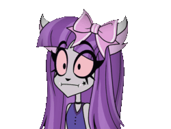 Size: 1000x750 | Tagged: safe, artist:felux, oc, oc only, oc:periwinkle, animal humanoid, cat, feline, fictional species, mammal, manx, humanoid, teen-z, animated, bow, choker, clothes, ears, eyeshadow, female, gif, makeup, simple background, solo, solo female, tattoo, transparent background