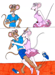 Size: 1367x1833 | Tagged: suggestive, artist:rockofmarduk, angelina mouseling (angelina ballerina), marco fernando quesillo (angelina ballerina), mammal, mouse, rodent, anthro, angelina ballerina (series), angelina ballerina: the next steps, female, male, transformation, transgender transformation