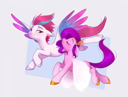 Size: 3093x2352 | Tagged: safe, artist:imalou, edit, official art, pipp petals (mlp), zipp storm (mlp), equine, mammal, pony, feral, hasbro, my little pony, my little pony g5, spoiler, spoiler:my little pony g5, concept art, cropped, duo, duo female, female, females only, high res, hooves