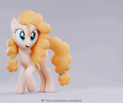 Size: 640x536 | Tagged: safe, artist:therealdjthed, pear butter (mlp), earth pony, equine, fictional species, mammal, pony, feral, friendship is magic, hasbro, my little pony, 2017, 3d, 3d animation, animated, digital art, female, gif, solo, solo female, walking