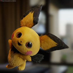 Size: 2048x2048 | Tagged: safe, artist:therealdjthed, fictional species, mammal, pichu, anthro, detective pikachu, nintendo, pokémon, 2018, 3d, ambiguous gender, digital art, high res, solo, solo ambiguous, style emulation