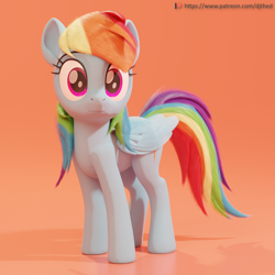 Size: 2048x2048 | Tagged: safe, artist:therealdjthed, rainbow dash (mlp), equine, fictional species, mammal, pegasus, pony, feral, friendship is magic, hasbro, my little pony, 2019, 3d, digital art, female, high res, solo, solo female