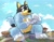 Size: 1960x1532 | Tagged: safe, artist:tribdinosaur, bandit heeler (bluey), australian cattle dog, canine, dog, mammal, anthro, digitigrade anthro, feral, bluey (series), 2021, 3 toes, 4 fingers, anthrofied, black nose, blue body, blue fur, building, carrying, destruction, duo, fur, house, macro, male, mature, mature male, outdoors, size difference