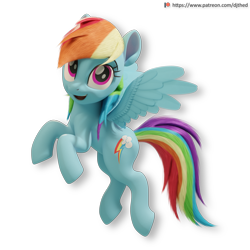 Size: 2176x2176 | Tagged: safe, artist:therealdjthed, rainbow dash (mlp), equine, fictional species, mammal, pegasus, pony, feral, friendship is magic, hasbro, my little pony, 2019, 3d, blue body, digital art, eyelashes, feathered wings, feathers, female, hair, high res, mane, mare, rainbow hair, rainbow mane, rainbow tail, solo, solo female, tail, wings