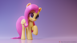 Size: 3840x2160 | Tagged: safe, artist:therealdjthed, fluttershy (mlp), equine, fictional species, mammal, pegasus, pony, feral, friendship is magic, hasbro, my little pony, 2020, 3d, digital art, female, high res, solo, solo female