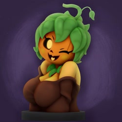 Size: 1993x1993 | Tagged: safe, artist:the-great-pipmax, oc, oc only, oc:pumpky, animate plant, fictional species, humanoid, 2020, 3d, digital art, female, pumpkin, solo, solo female, vegetables