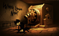 Size: 2560x1569 | Tagged: safe, artist:neytirix, bendy (bendy and the ink machine), demon, fictional species, bendy and the ink machine, 2017, male, photoshop, solo, solo male