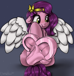 Size: 2368x2402 | Tagged: safe, artist:llametsul, pipp petals (mlp), equine, fictional species, mammal, pegasus, pony, feral, hasbro, my little pony, my little pony g5, my little pony: a new generation, spoiler:my little pony g5, 2021, blushing, chest fluff, circlet, cute, feathered wings, feathers, female, fetish, fluff, fur, hair, high res, hoof fetish, hooves, looking away, mane, mare, pink body, pink fur, purple hair, purple mane, purple tail, sitting, solo, solo female, spread wings, tail, underhoof, white wings, wings