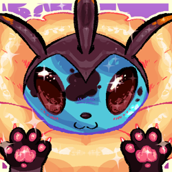 Size: 500x500 | Tagged: safe, artist:reshirii, eeveelution, fictional species, mammal, vaporeon, feral, nintendo, pokémon, :3, ambiguous gender, blushing, bust, claws, icon, looking at you, paw pads, paws, paws in air, portrait, smiling, solo, solo ambiguous, wingding eyes