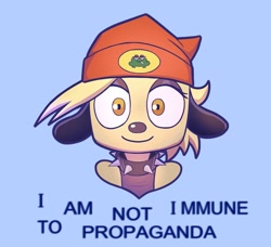 Size: 1200x1095 | Tagged: safe, artist:yael_gilbert, parappa (parappa the rapper), canine, dog, mammal, bust, collar, female, floppy ears, looking at you, meme, rule 63, smiling, solo, solo female, spiked collar