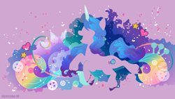 Size: 3840x2160 | Tagged: safe, artist:sambaneko, izzy moonbow (mlp), equine, fictional species, mammal, pony, unicorn, feral, hasbro, my little pony, my little pony g5, spoiler:my little pony g5, 2021, 4k, female, happy, high res, horn, mare, open mouth, silhouette, solo, solo female, tail, trotting