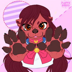 Size: 3000x3011 | Tagged: safe, artist:fluffybardo, mammal, mustelid, otter, sailor moon, blep, clothes, female, high res, icon, kemono, looking at you, paws, solo, solo female, tongue, tongue out