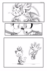 Size: 2703x4096 | Tagged: safe, artist:embrim1, blaze the cat (sonic), silver the hedgehog (sonic), sega, sonic the hedgehog (series), comic, duo, female, male, male/female, nose to nose, shipping, silvaze (sonic)
