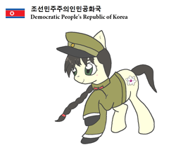Size: 1181x1025 | Tagged: safe, artist:foxy1219, oc, oc:mokran, equine, mammal, pony, hasbro, my little pony, braid, clothes, female, hair, korean, nation ponies, north korea, ponified, solo, solo female, uniform