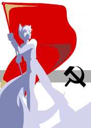 Size: 1000x1412 | Tagged: safe, canine, fox, mammal, abstract, communism, hammer and sickle, male, propaganda, red flag
