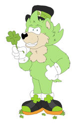 Size: 2840x4408 | Tagged: safe, artist:toonidae, hedgehog, mammal, anthro, sega, sonic the hedgehog (series), high res, holiday, irish the hedgehog (sonic), male, saint patrick's day, shamrock, solo, solo male