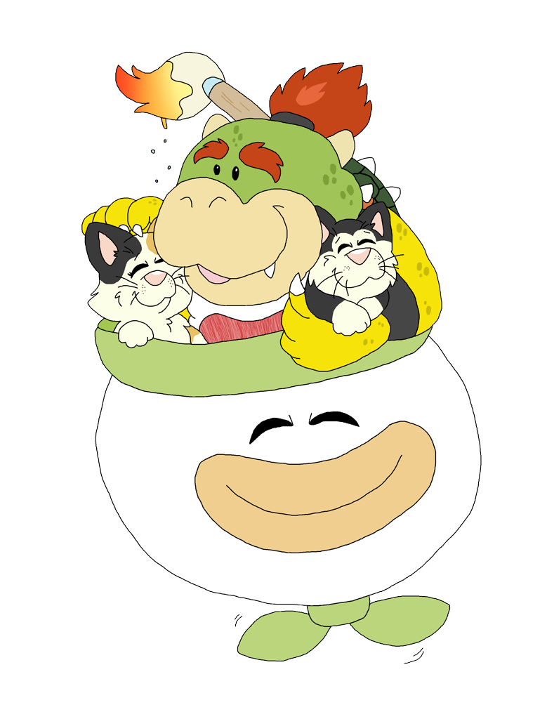 #126792 - safe, artist:toonidae, bowser jr. (mario), cat, feline ...
