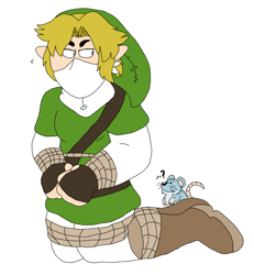 Size: 2460x2664 | Tagged: safe, artist:toonidae, link (zelda), elf, fictional species, hylian, mammal, mouse, rodent, humanoid, nintendo, the legend of zelda, ambiguous gender, bondage, duo, high res, male, murine, rope, rope bondage