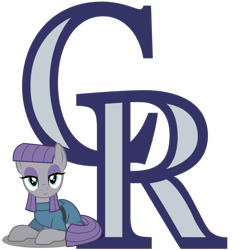 Size: 1200x1200 | Tagged: safe, artist:mundschenk85, maud pie (mlp), earth pony, equine, fictional species, mammal, pony, feral, friendship is magic, hasbro, my little pony, 2020, baseball, clothes, colorado rockies, female, mlb, sitting, smiling, sports, tail