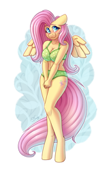 Size: 2208x3508 | Tagged: safe, alternate version, artist:dandy, fluttershy (mlp), equine, fictional species, mammal, pegasus, pony, anthro, unguligrade anthro, friendship is magic, hasbro, my little pony, 2021, :3, adorasexy, anthrofied, arm boob squeeze, blushing, bra, breast squish, breasts, cleavage, clothes, cute, cutie mark, eyebrows, eyelashes, feathered wings, feathers, female, floppy ears, fur, hair, high res, hooves, long hair, looking at you, mare, panties, pink hair, pink tail, sexy, shy, smiling, solo, solo female, tail, teal eyes, underwear, wings, yellow body, yellow fur