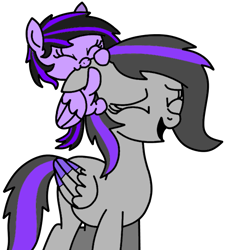 Size: 527x585 | Tagged: safe, artist:didgereethebrony, artist:enifersuch, oc, oc only, oc:ruby belle, oc:viola love, equine, fictional species, mammal, pegasus, pony, feral, friendship is magic, hasbro, my little pony, 2021, base used, daughter, duo, eyelashes, female, mare, mother, mother and daughter, tail