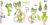 Size: 6093x3000 | Tagged: safe, artist:fluffyxai, oc, oc:marcy (fluffyxai), mammal, marsupial, possum, anthro, apron, blue eyes, character name, clothes, color palette, english text, fur, glasses, green body, green fur, mobian, paw pads, paws, pink nose, reference sheet, shoes, simple background, tail, text, white background