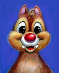 Size: 1450x1777 | Tagged: safe, artist:zdrer456, dale (disney), chipmunk, mammal, rodent, anthro, disney, mickey and friends, blue background, buckteeth, bust, front view, looking at you, male, portrait, red nose, simple background, smiling, smiling at you, solo, solo male, teeth