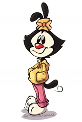 Size: 1239x1842 | Tagged: safe, artist:hammerspaced, dot warner (animaniacs), animaniac (species), fictional species, anthro, animaniacs, warner brothers, female, solo, solo female