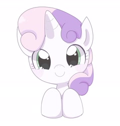 Size: 2404x2514 | Tagged: safe, artist:ginmaruxx, sweetie belle (mlp), equine, fictional species, mammal, pony, unicorn, feral, friendship is magic, hasbro, my little pony, 2019, bust, cute, eyelashes, female, filly, foal, high res, horn, looking at you, pixiv, portrait, simple background, smiling, smiling at you, solo, solo female, white background, young