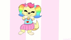 Size: 854x480 | Tagged: safe, artist:glitterthepup, oc, oc only, oc:glitter (glitterthepup), canine, cavalier king charles spaniel, dog, mammal, spaniel, semi-anthro, 2d, 2d animation, animated, clothes, cute, dancing, female, frame by frame, gif, panties, panty shot, puppy, solo, solo female, underwear, young