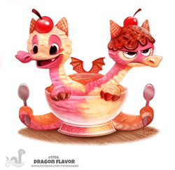 Size: 760x737 | Tagged: safe, artist:cryptid-creations, dragon, fictional species, food creature, western dragon, feral, 2d, ambiguous gender, cherry, chocolate, food, fruit, ice cream, ice cream cone, multiple heads, solo, solo ambiguous, spoon, two heads, two-headed dragon, unamused, wings