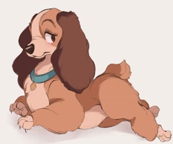 Size: 2008x1671 | Tagged: safe, artist:tohupony, lady (lady and the tramp), canine, cocker spaniel, dog, mammal, spaniel, feral, disney, lady and the tramp, 2d, collar, female, solo, solo female