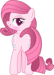 Size: 1760x2460 | Tagged: suggestive, artist:muhammad yunus, oc, oc only, oc:annisa trihapsari, earth pony, equine, fictional species, mammal, pony, feral, friendship is magic, hasbro, my little pony, annibutt, base used, bedroom eyes, blushing, butt, female, gritted teeth, hair, looking at you, looking back, looking back at you, mane, mare, medibang paint, pink body, pink hair, simple background, smiling, solo, solo female, tail, teeth, transparent background, vector