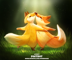 Size: 800x666 | Tagged: safe, artist:cryptid-creations, canine, fox, mammal, red fox, semi-anthro, ambiguous gender, ambiguous only, duo, duo ambiguous, grass, paw pads, paws, pun, visual pun