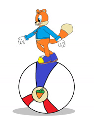 Size: 1280x1682 | Tagged: safe, artist:itetpirsonicfan, conker the squirrel (conker), anthro, plantigrade anthro, conker (series), rareware, ball, clothes, male, morph ball, shirt, solo, solo male, tail, topwear