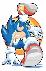 Size: 2650x4096 | Tagged: safe, artist:tracy yardley, sonic the hedgehog (sonic), hedgehog, mammal, sega, sonic the hedgehog (series), clothes, gloves, green eyes, high res, male, quills, shoes, smiling, upside down