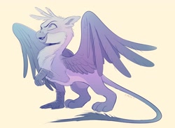 Size: 4095x3012 | Tagged: safe, artist:imalou, gallus (mlp), bird, feline, fictional species, gryphon, mammal, feral, friendship is magic, hasbro, my little pony, 2019, beak, chest fluff, claws, feathered wings, feathers, fluff, fur, high res, leonine tail, male, paws, simple background, solo, solo male, tail, talons, white background, wings