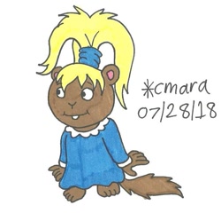 Size: 788x756 | Tagged: safe, artist:cmara, nadine flumberghast (arthur), mammal, rodent, squirrel, anthro, arthur (series), pbs, 2d, brown body, brown fur, female, front view, fur, simple background, solo, solo female, three-quarter view, traditional art, white background