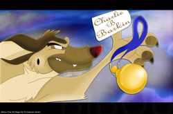 Size: 900x595 | Tagged: safe, artist:bibou-track, charlie (all dogs go to heaven), canine, dog, german shepherd, mammal, feral, all dogs go to heaven, sullivan bluth studios, brown body, brown fur, fur, letterboxing, male, scene interpretation, solo, solo male, watch