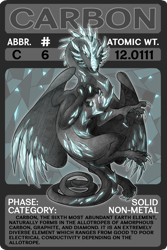 Size: 1800x2700 | Tagged: safe, artist:lucieniibi, part of a set, dragon, fictional species, feral, series:scygons, ambiguous gender, carbon, diamond, english text, periodic table, solo, solo ambiguous, tail, wings
