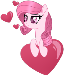 Size: 2462x2899 | Tagged: safe, artist:muhammad yunus, artist:starshade, oc, oc only, oc:annisa trihapsari, earth pony, equine, fictional species, mammal, pony, feral, friendship is magic, hasbro, my little pony, base used, bedroom eyes, female, hair, heart, heart eyes, high res, holiday, mare, not rarity, pink body, pink hair, simple background, smiling, solo, solo female, transparent background, valentine's day, vector, wingding eyes