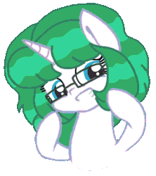 Size: 556x626 | Tagged: safe, artist:徐詩珮, oc, oc only, oc:choi sky, equine, fictional species, mammal, pony, unicorn, feral, friendship is magic, hasbro, my little pony, animated, female, gif, glasses, grin, gritted teeth, looking at you, solo, solo female, teeth