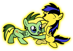 Size: 5342x3712 | Tagged: safe, artist:mrstheartist, oc, oc only, oc:didgeree, oc:ponyseb 2.0, equine, fictional species, mammal, pegasus, pony, feral, friendship is magic, hasbro, my little pony, absurd resolution, bellyrubs, brother, brothers, butt, colt, cute, didgeseb (brothers), duo, foal, glowing, grin, gritted teeth, male, ocbetes, playful, simple background, stallion, teeth, tickling, transparent background, young