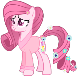 Size: 947x922 | Tagged: safe, artist:muhammad yunus, oc, oc only, oc:annisa trihapsari, earth pony, equine, fictional species, mammal, pony, feral, friendship is magic, hasbro, my little pony, base used, clothes, female, flower, mare, medibang paint, simple background, smiling, solo, solo female, transparent background, vector