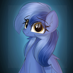 Size: 3503x3532 | Tagged: safe, artist:janelearts, oc, oc only, oc:nebula night, equine, fictional species, mammal, pegasus, pony, feral, friendship is magic, hasbro, my little pony, 2021, bust, cute, digital art, feathered wings, feathers, female, folded wings, high res, looking at you, mare, portrait, simple background, smiling, smiling at you, solo, solo female, tail, wings