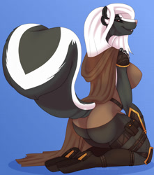 Size: 1129x1280 | Tagged: safe, artist:grumpygriffcreation, oc, oc:eve hawthorne, mammal, skunk, anthro, boots, clothes, female, shoes, solo, solo female