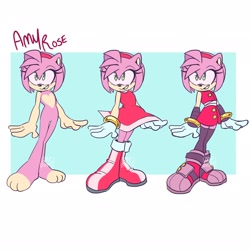 Size: 2048x2048 | Tagged: safe, artist:loopbunnysart, amy rose (sonic), hedgehog, mammal, anthro, plantigrade anthro, sega, sonic boom (series), sonic the hedgehog (series), clothes, female, high res, quills, solo, solo female